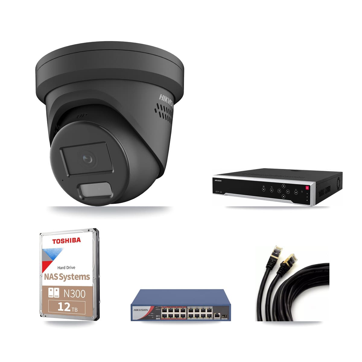 Hikvision 32-Channel 4MP CCTV Kit — 32 Turret Cameras + 2× 12TB Recording