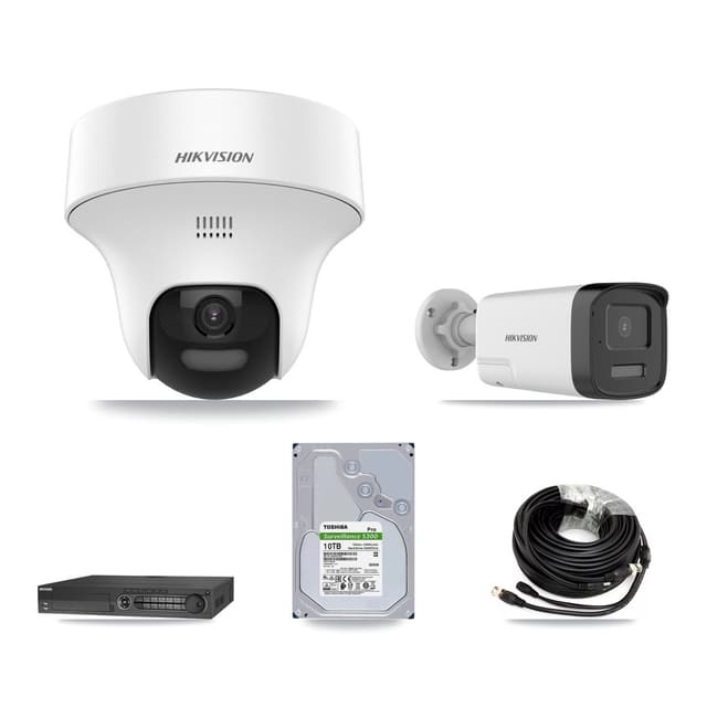 Hikvision 32-Channel 5MP CCTV Kit — 1 DS-2CE17K0T Bullet + 7 DS-2CE70K0T Turret Cameras + 10TB Recording