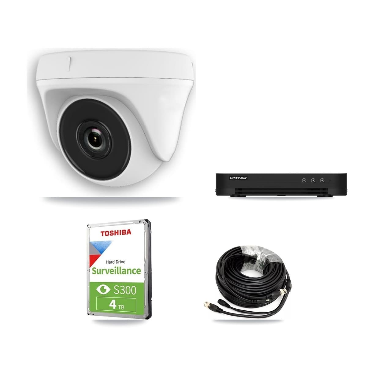 Hikvision 8-Channel 2MP CCTV Kit — 8 White Dome Cameras + 4TB Recording (DS-7208HGHI Recorder)
