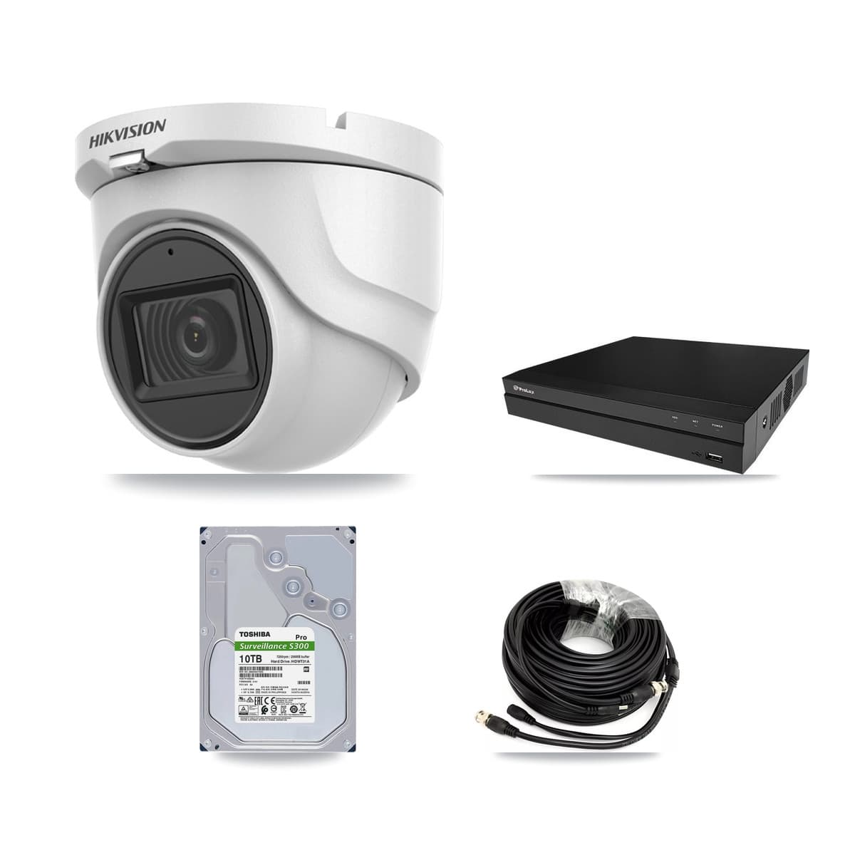 Hikvision & Prolux 8-Channel 5MP CCTV Kit — 7 DS-2CE76H0T Turret Cameras + 10TB Recording (PXD-5208AN Recorder) - Image 1