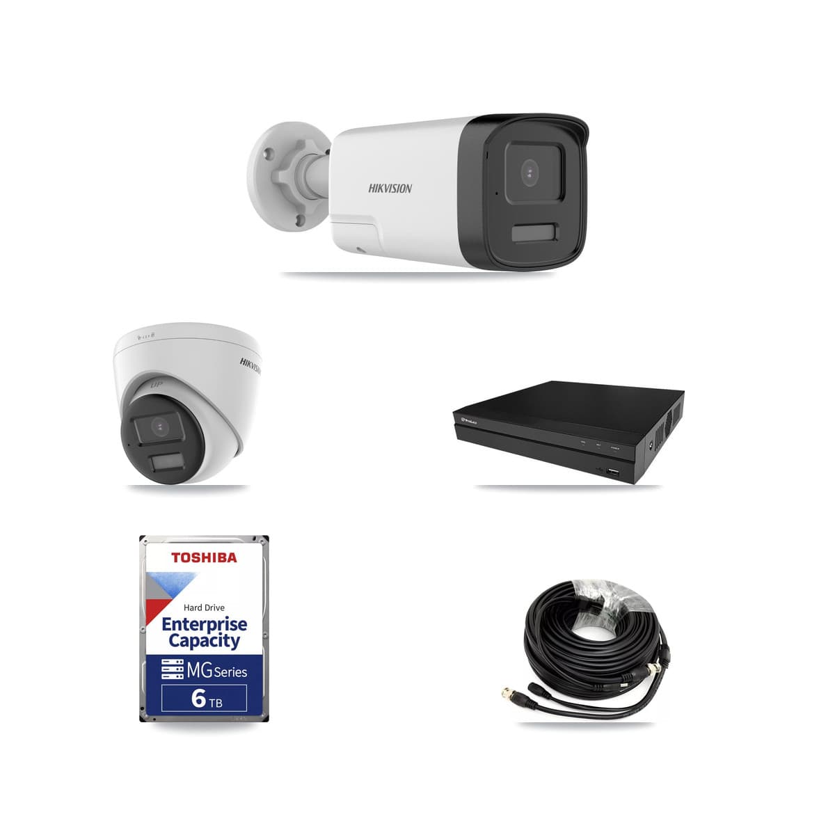 Hikvision & Prolux 8-Channel 5MP – 4K CCTV Kit — 3 DS-2CE17K0T 5MP Bullet + 1 DS-2CE78U0T 4K Turret Cameras + 6TB Recording - Image 1
