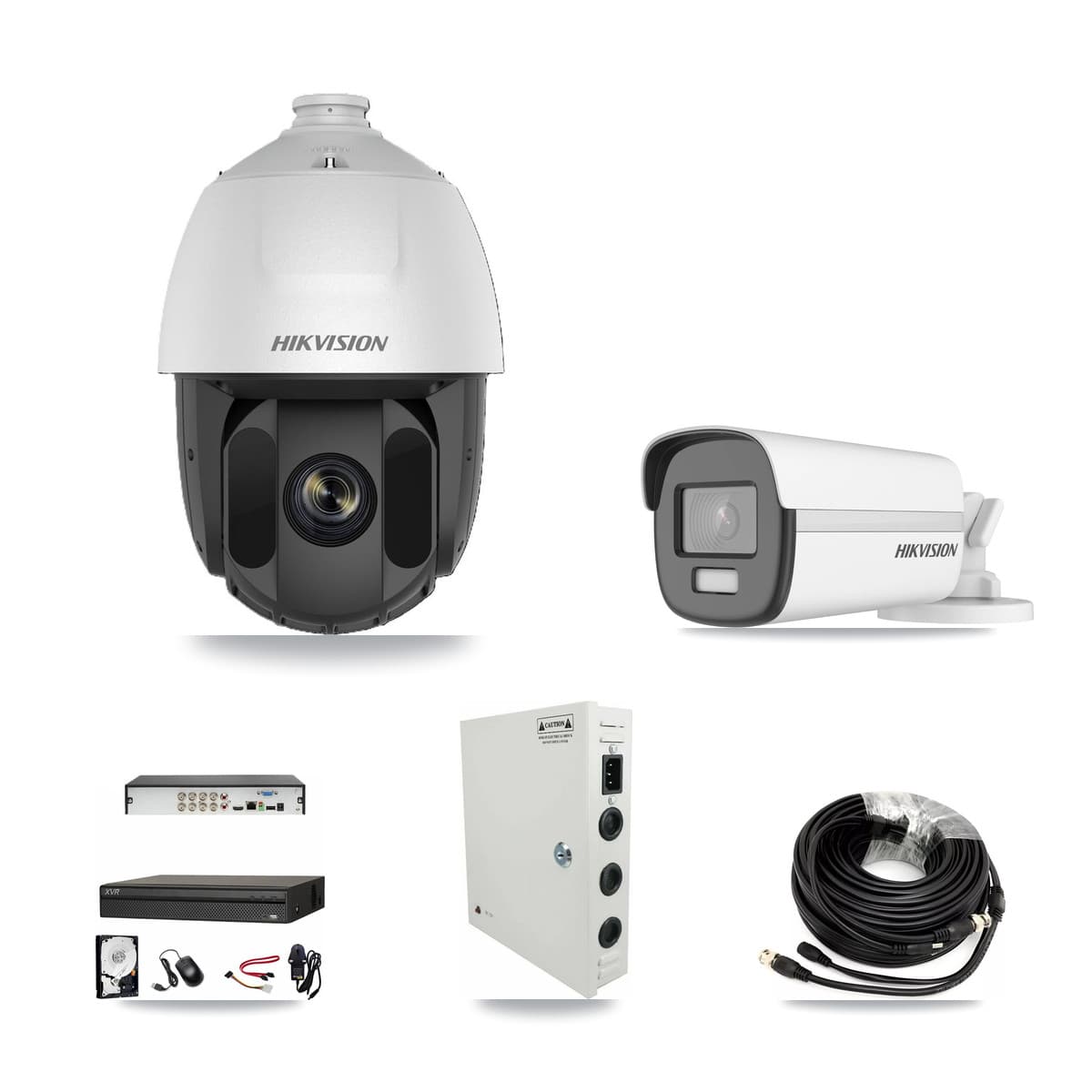 Hikvision & Dahua 8-Channel 2MP – 4K CCTV Kit — 5 2MP PTZ + 2 4K Bullet Cameras + 8TB Recording (XVR-3108AD Recorder) - Image 1