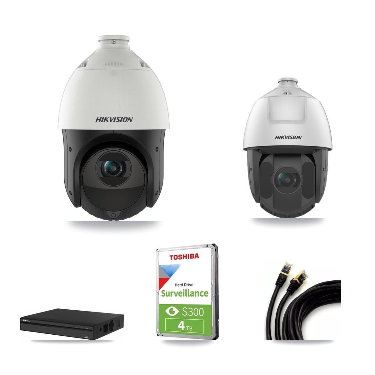 Hikvision & Prolux 4-Channel 2MP – 4MP CCTV Kit — 2 4MP + 2 2MP PTZ Cameras + 4TB Recording - Image 1