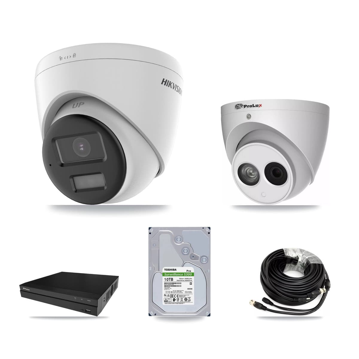 Hikvision & Prolux 8-Channel 4MP – 4K CCTV Kit — 3 DS-2CE78U0T 4K + 1 PXC-612C4W-A 4MP Turret Cameras + 10TB Recording (PXD-5208AN Recorder) - Image 1