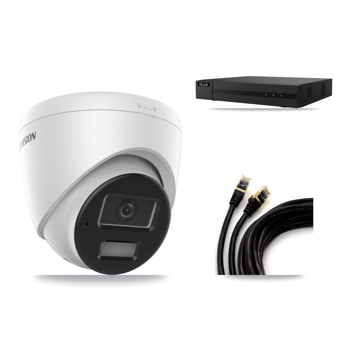 Hikvision & HiLook 8-Channel 4MP CCTV Kit — 8 DS-2CD1343G2 Turret Cameras + 3TB Recording (NVR-108MH-D Recorder)