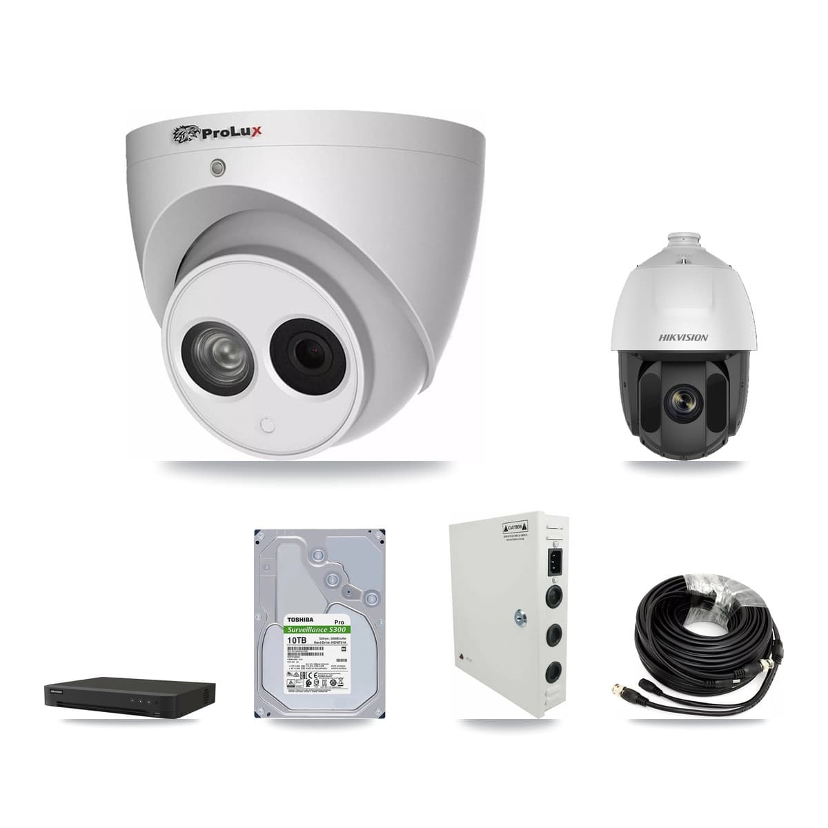 Hikvision & Prolux 16-Channel 2MP – 4MP CCTV Kit — 1 2MP PTZ + 7 4MP Turret Cameras + 10TB Recording (IDS-7216HQHI Recorder) - Image 1