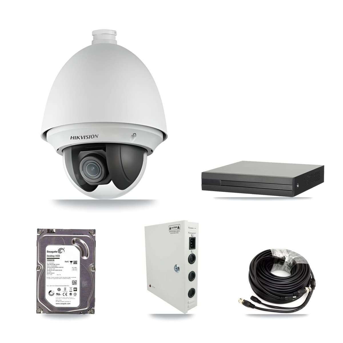 Hikvision 8-Channel 2MP CCTV Kit — 3 PTZ Cameras + 2TB Recording (XVR-3108HS Recorder)