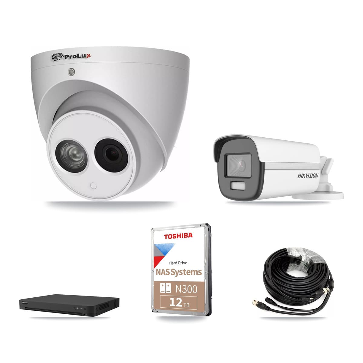 Hikvision & Prolux 16-Channel 4MP – 4K CCTV Kit — 2 4K Bullet + 5 4MP Turret Cameras + 12TB Recording - Image 1