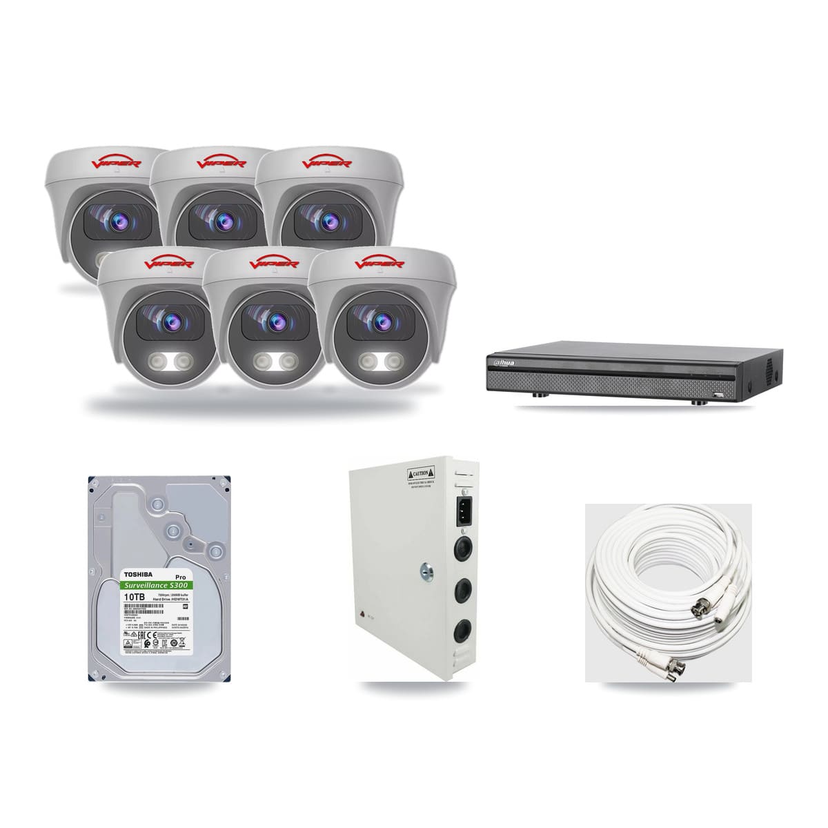 Dahua 8-channel CCTV kit: 6 cameras (6× 5MP Camera), 10TB hard drive