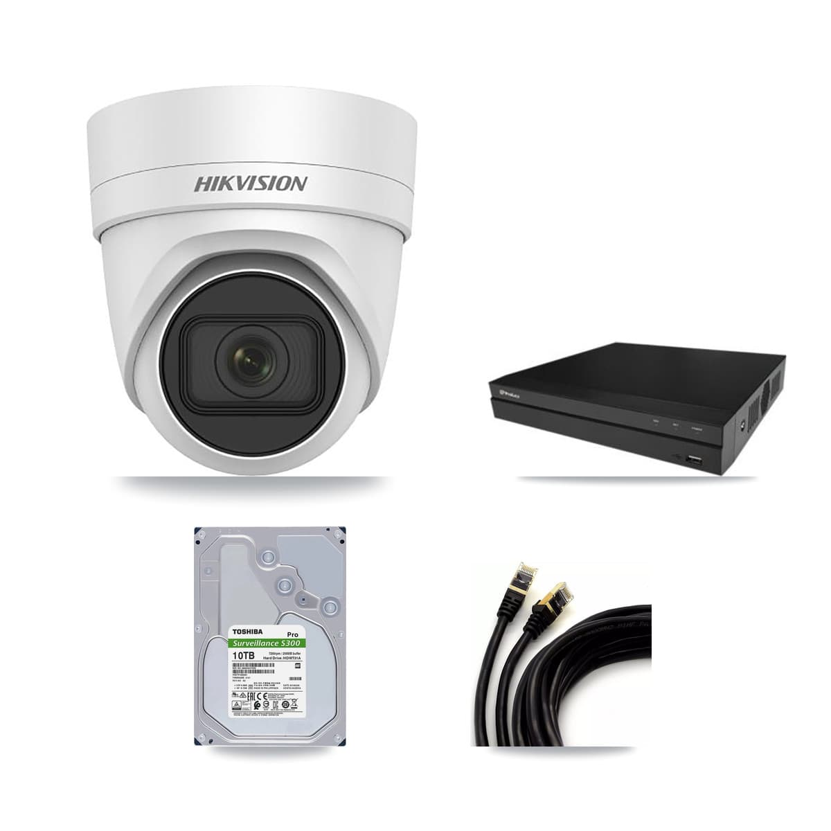 Hikvision & Prolux 16-Channel 4K CCTV Kit — 12 DS-2CD2H83G0 Turret Cameras + 2× 10TB Recording