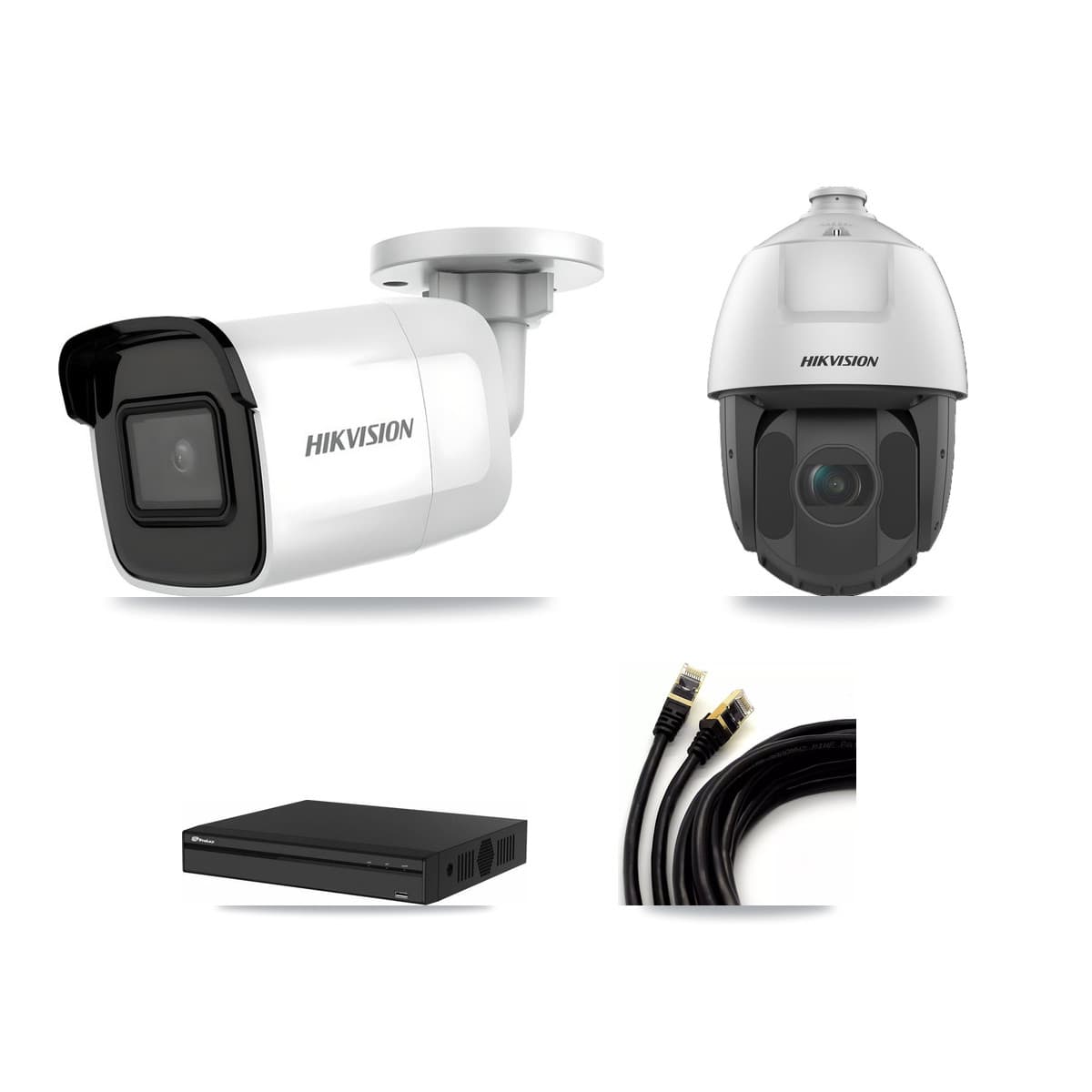 Hikvision & Prolux 4-Channel 2MP – 4K CCTV Kit — 3 4K Bullet + 1 2MP PTZ Cameras + 8TB Recording - Image 1