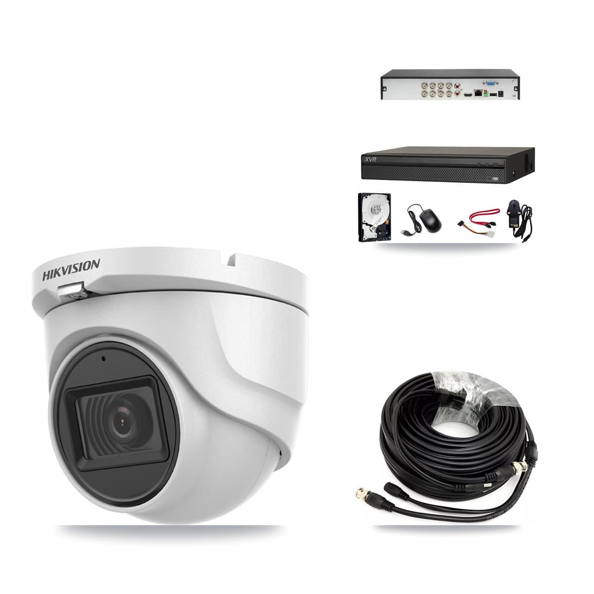 Hikvision & Dahua 8-Channel 5MP CCTV Kit — 2 DS-2CE76H0T Turret Cameras + 3TB Recording (XVR-3108AD Recorder) - Image 1