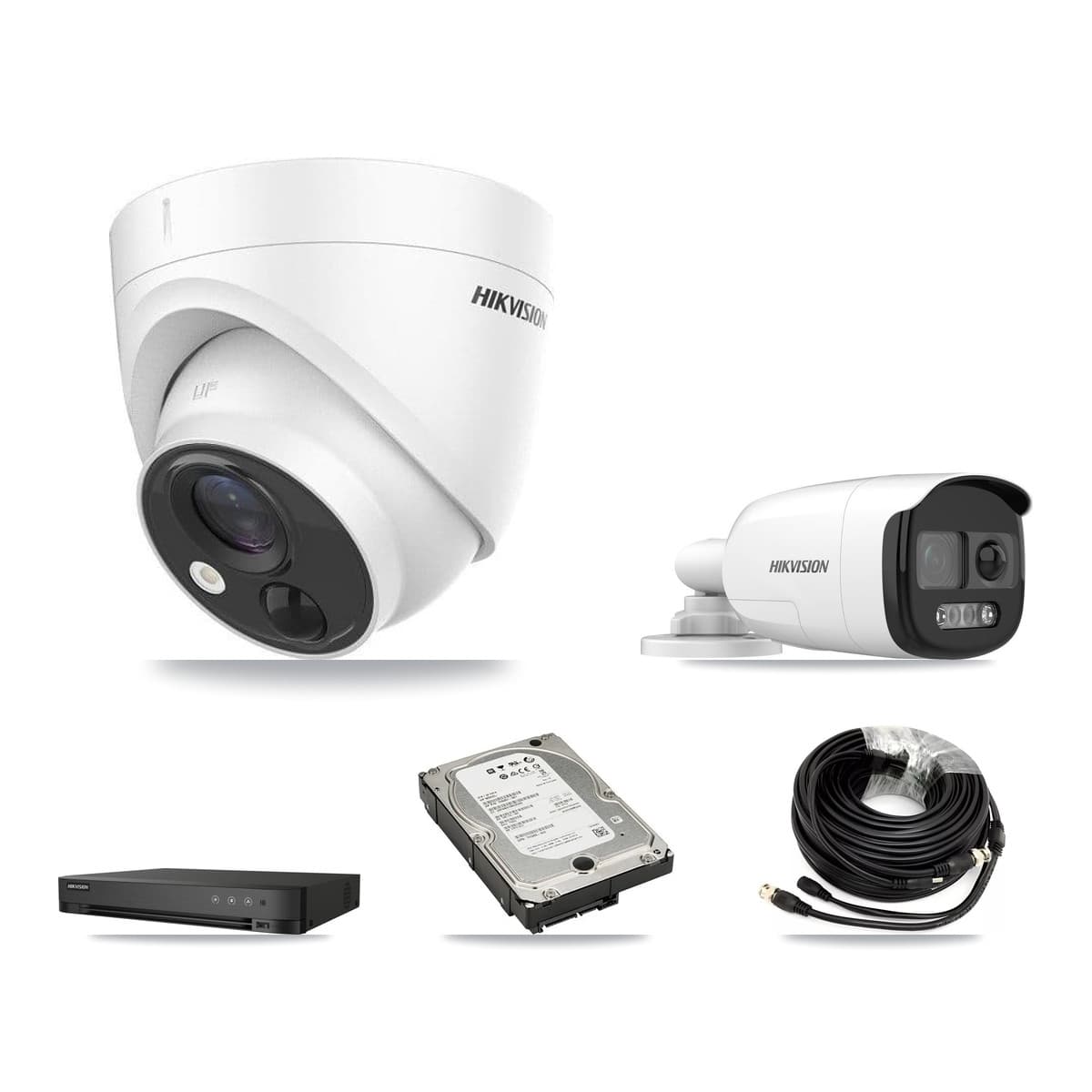 Hikvision 4-Channel 5MP CCTV Kit — 1 Bullet + 3 Turret Cameras + 5TB Recording (IDS-7204HQHI Recorder)