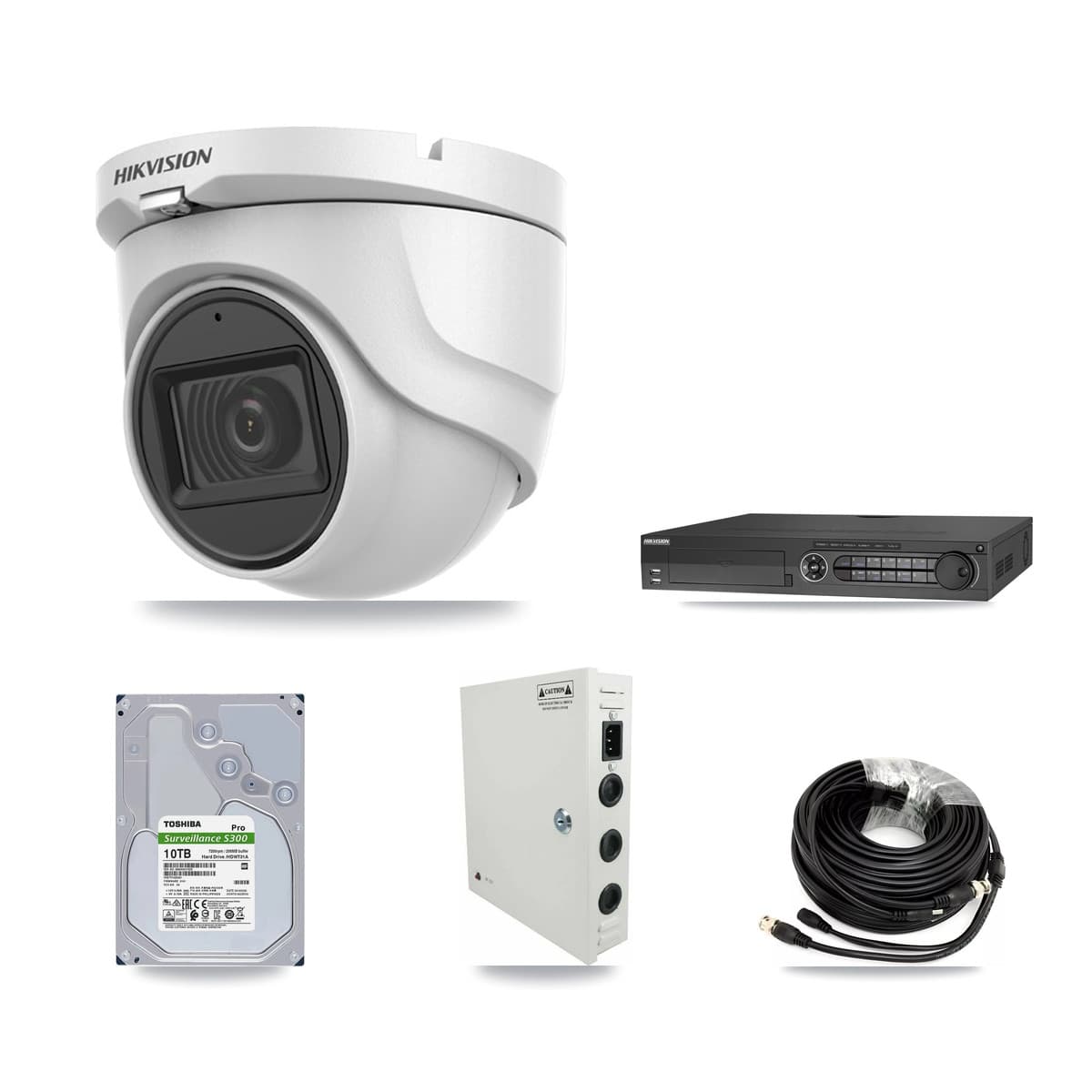 Hikvision 32-Channel 5MP CCTV Kit — 32 DS-2CE76H0T Turret Cameras + 4× 10TB Recording (DS-7332HQHI Recorder) - Image 1