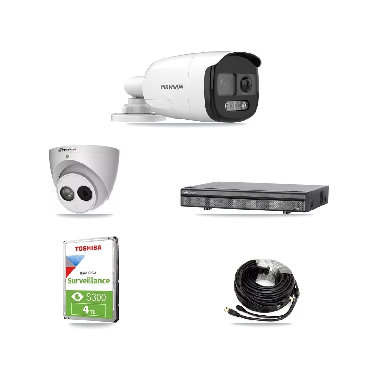 8-Channel 4MP – 5MP CCTV Kit — 1 DS-2CE12KF3T 5MP Bullet + 1 PXC-612C4W-A 4MP Turret Cameras + 4TB Recording (DH-XVR5108H Recorder) - Image 1