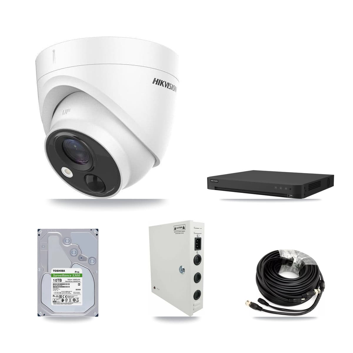 Hikvision 32-Channel 5MP CCTV Kit — 32 DS-2CE71H0T Turret Cameras + 2× 10TB Recording