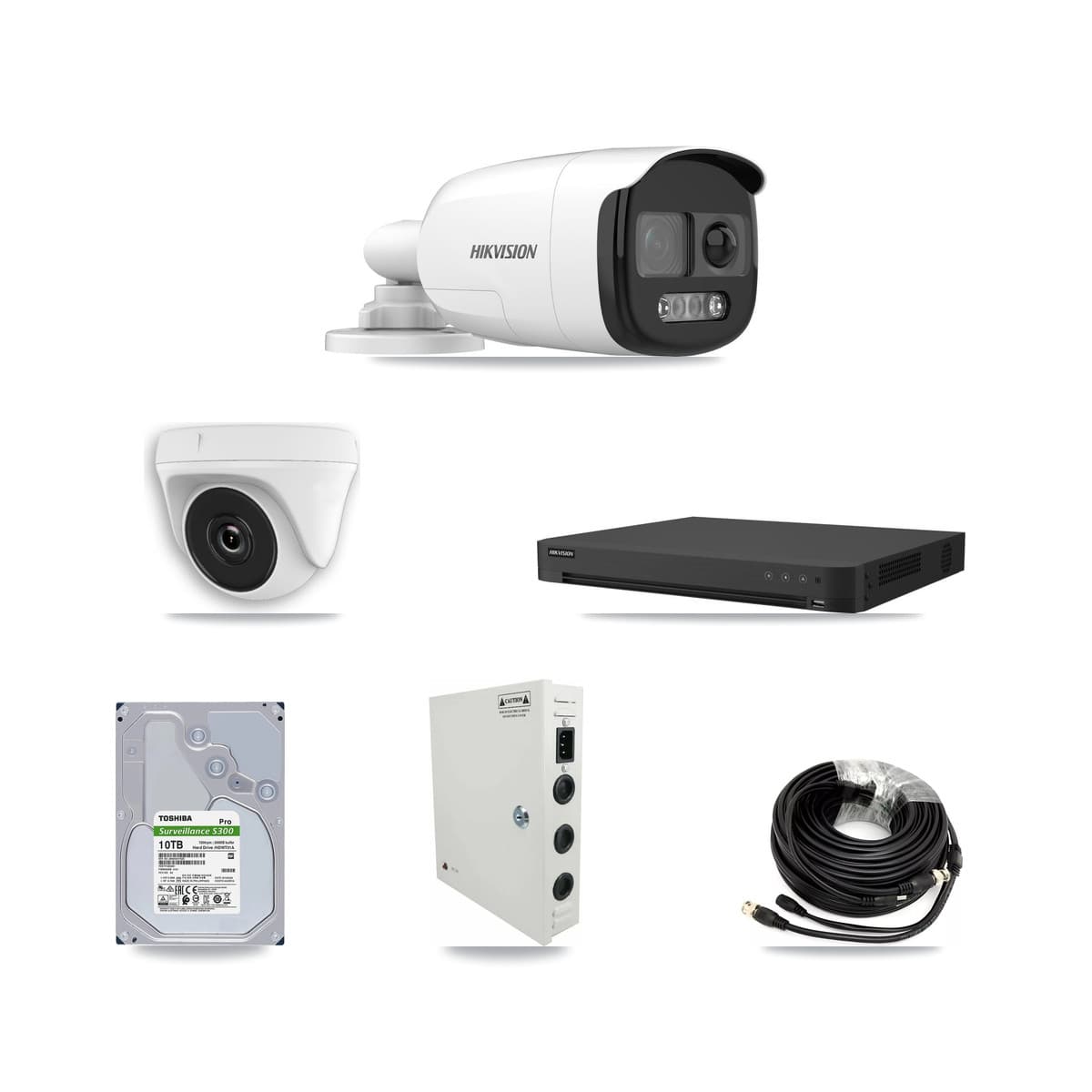 Hikvision 16-Channel 2MP – 5MP CCTV Kit — 5 5MP Bullet + 5 White 2MP Dome Cameras + 10TB Recording (IDS-7216HUHI Recorder) - Image 1
