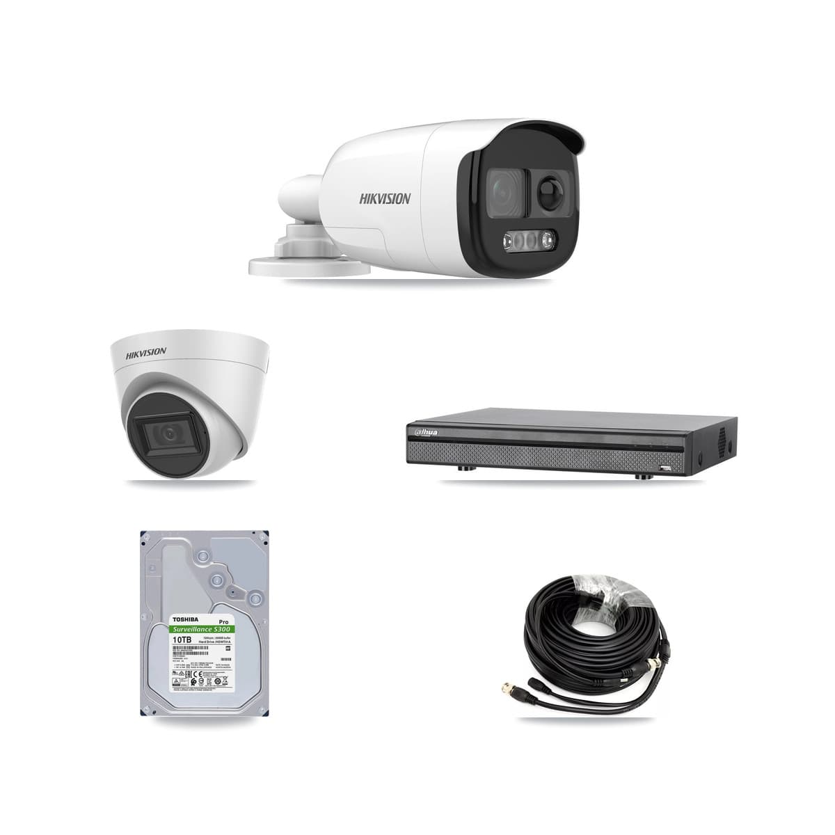 Hikvision & Dahua 8-Channel 5MP CCTV Kit — 5 Bullet + 2 Turret Cameras + 10TB Recording