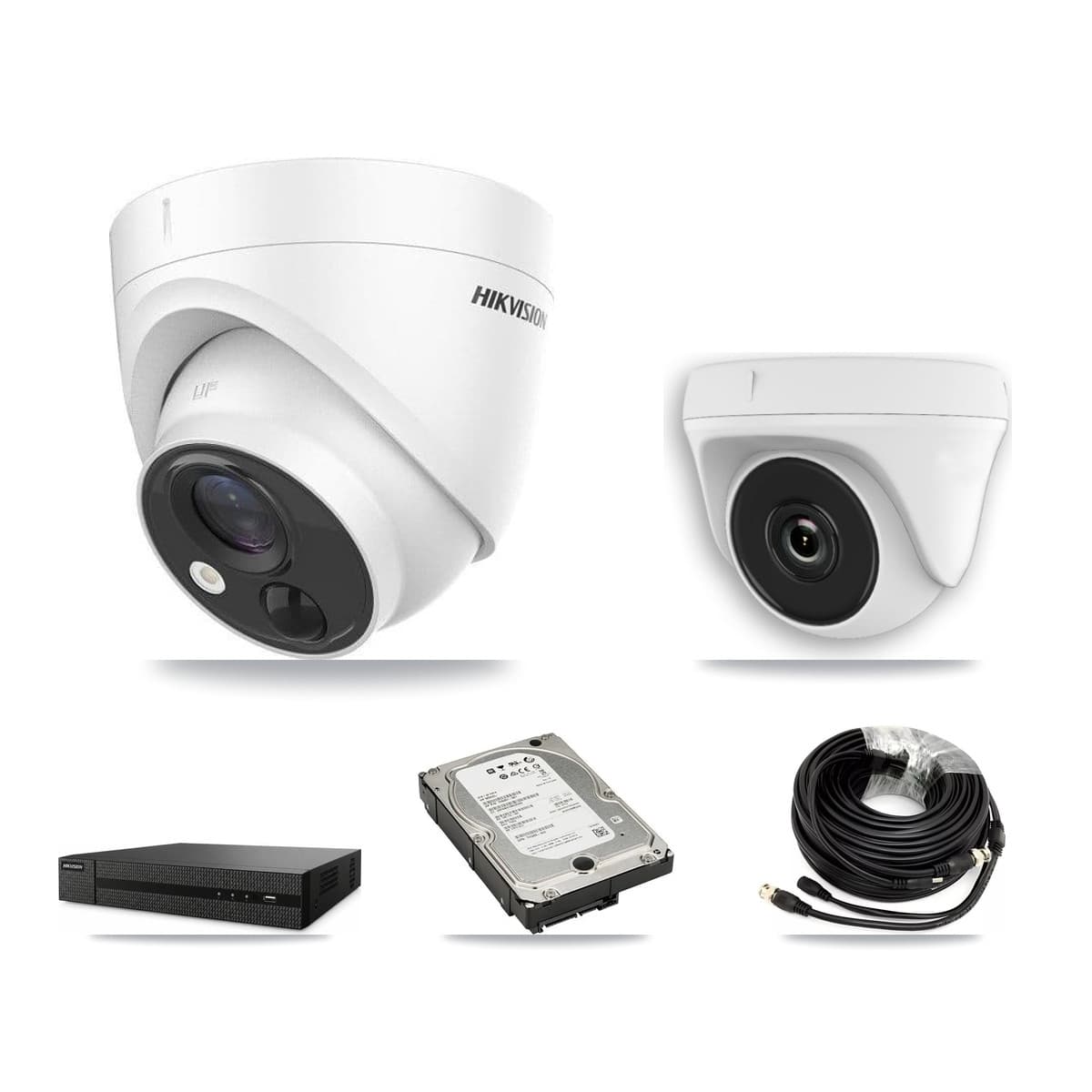 Hikvision 8-Channel 2MP – 5MP CCTV Kit — 3 5MP Turret + 1 White 2MP Dome Cameras + 5TB Recording (DVR-8CH Recorder) - Image 1