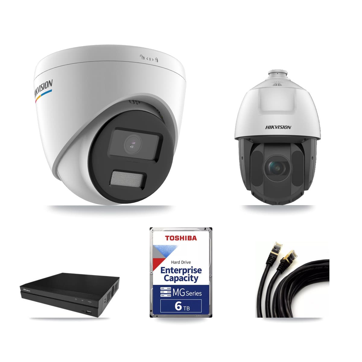 Hikvision & Prolux 16-Channel 2MP CCTV Kit — 9 Turret + 1 PTZ Cameras + 6TB Recording
