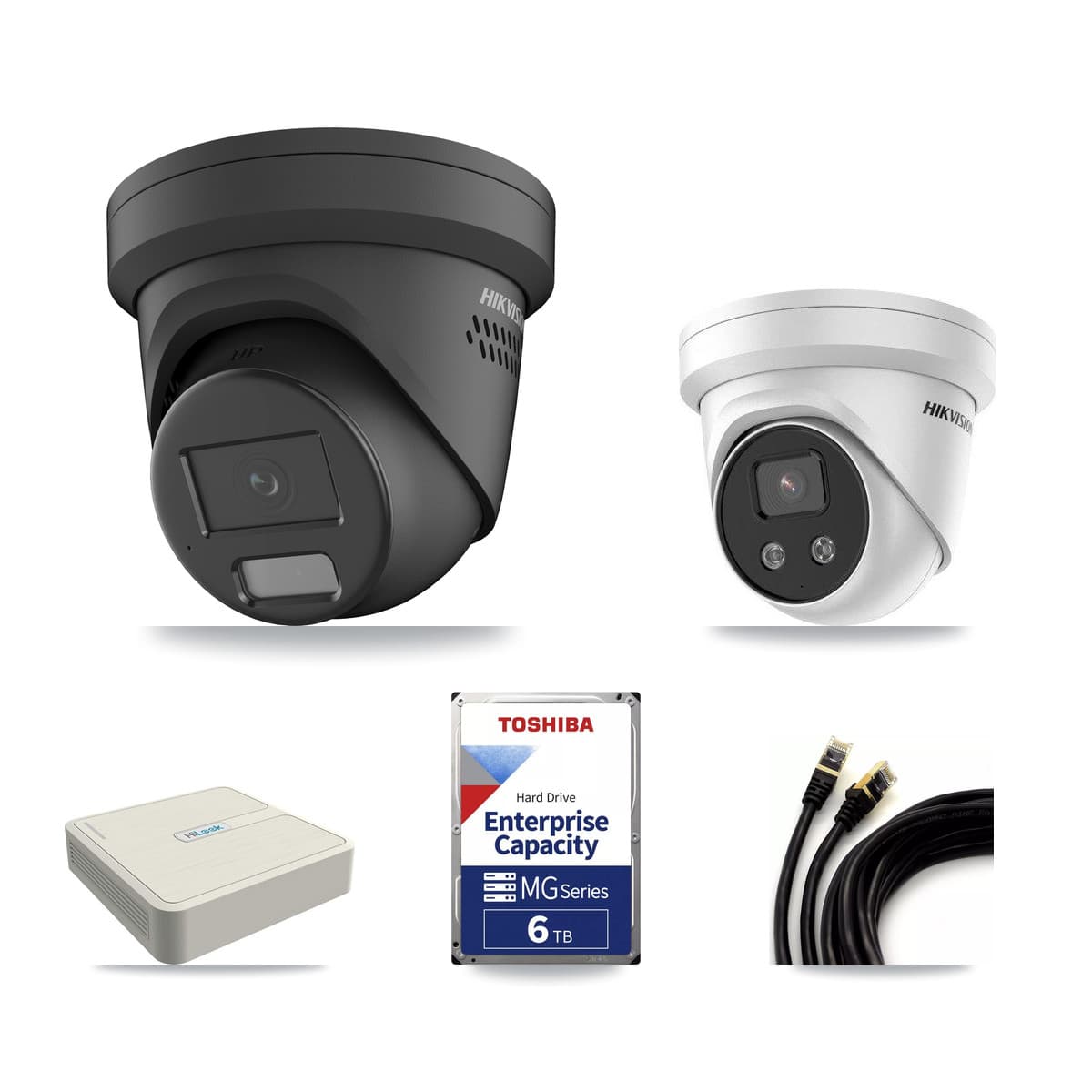 Hikvision & HiLook 8-Channel 4MP – 5MP CCTV Kit — 7 4MP + 1 5MP Turret Cameras + 6TB Recording