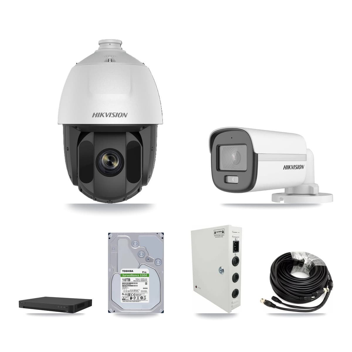 Hikvision 32-Channel 2MP – 5MP CCTV Kit — 26 DS-2AE5225TI 2MP PTZ + 1 DS-2CE12KF0T 5MP Bullet Cameras + 2× 10TB Recording - Image 1