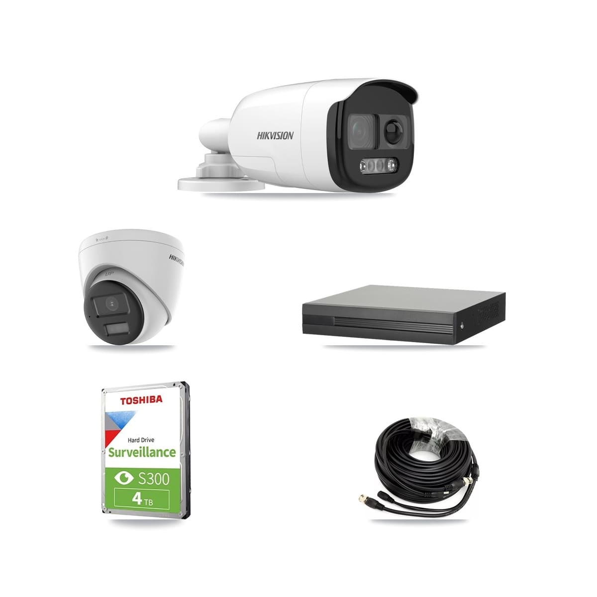 Hikvision 16-Channel 5MP CCTV Kit — 1 DS-2CE12KF3T-PIRXO Bullet + 1 DS-2CE78K0T-LPTS Turret Cameras + 4TB Recording (XVR-3116HS-5MP-LITE Recorder) - Image 1
