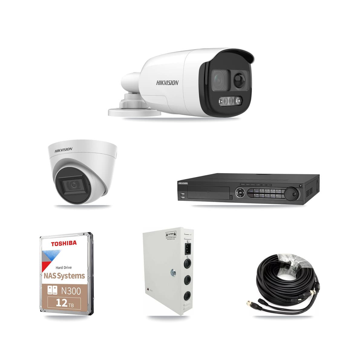 Hikvision 32-Channel 5MP CCTV Kit — 9 Bullet + 1 White Turret Cameras + 12TB Recording