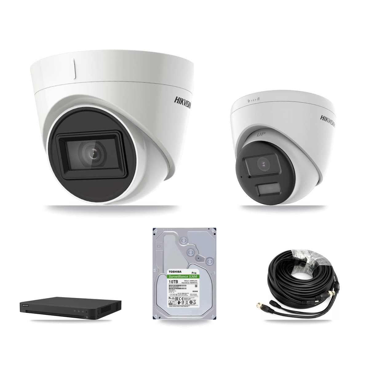 Hikvision 16-Channel 4K CCTV Kit — 1 DS-2CE78U0T + 7 DS-2CE78U1T Turret Cameras + 2× 10TB Recording