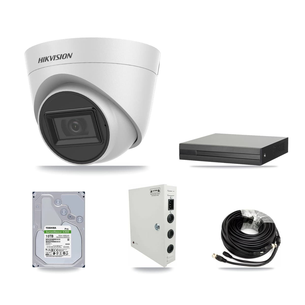 Hikvision 16-Channel 5MP CCTV Kit — 10 White Turret Cameras + 10TB Recording - Image 1