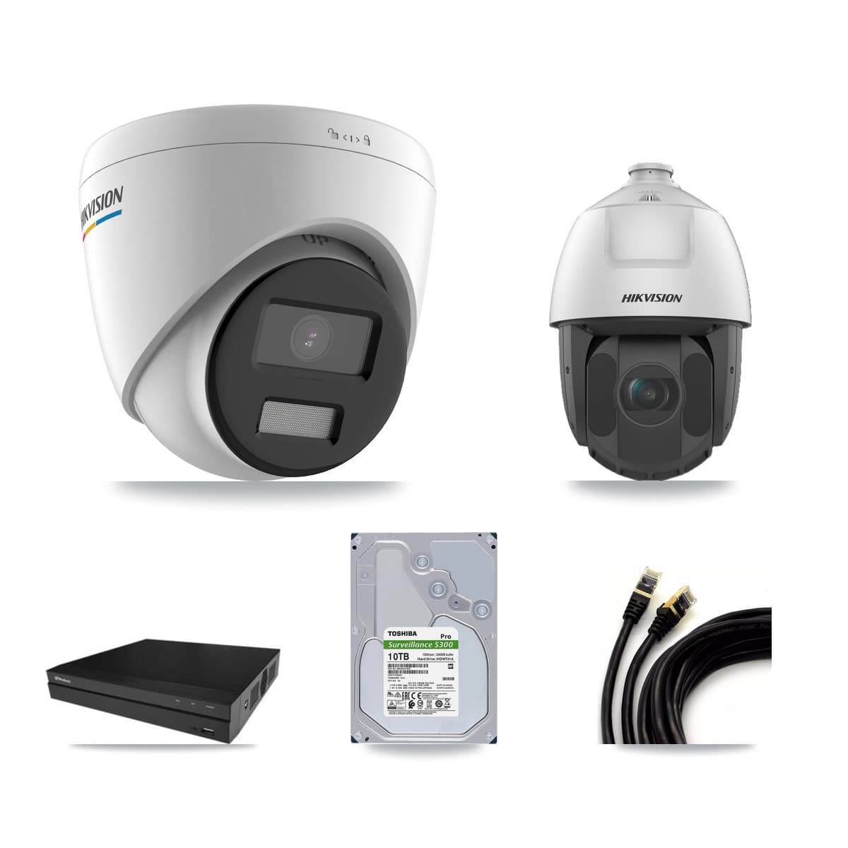 Hikvision & Prolux 16-Channel 2MP CCTV Kit — 15 Turret + 1 PTZ Cameras + 10TB Recording