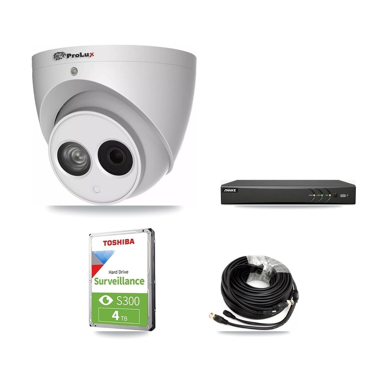 Prolux & ANNKE 4-Channel 4MP CCTV Kit — 3 Turret Cameras + 4TB Recording - Image 1