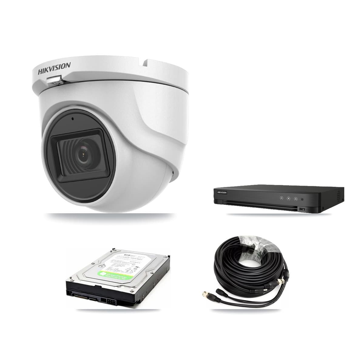 Hikvision 8-Channel 5MP CCTV Kit — 1 DS-2CE76H0T Turret Camera + 1TB Recording (IDS-7208HQHI Recorder)