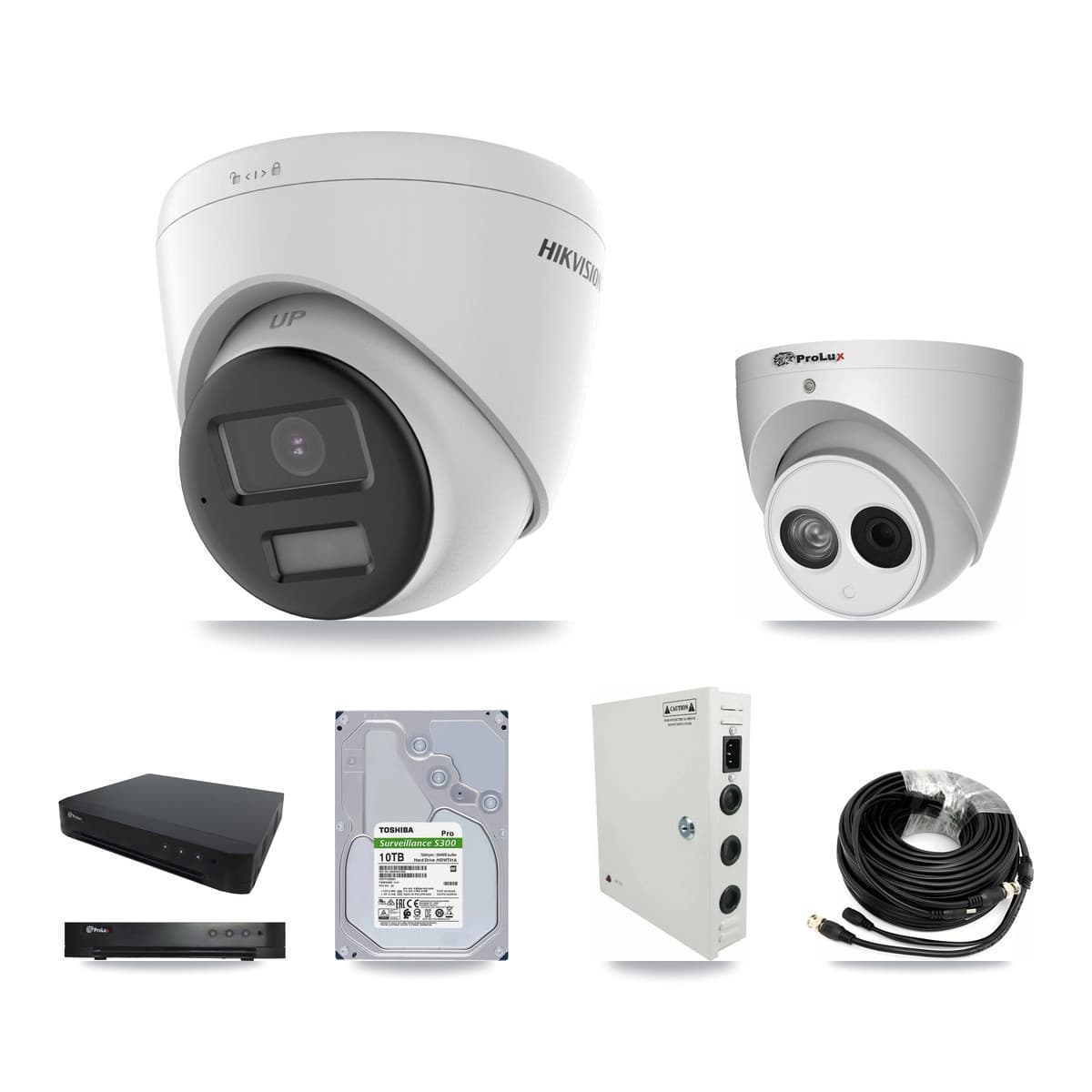 Hikvision & Prolux 16-Channel 4MP – 5MP CCTV Kit — 12 DS-2CE78K0T 5MP + 1 PXC-612C4W-A 4MP Turret Cameras + 10TB Recording (PXD-8216 Recorder) - Image 1