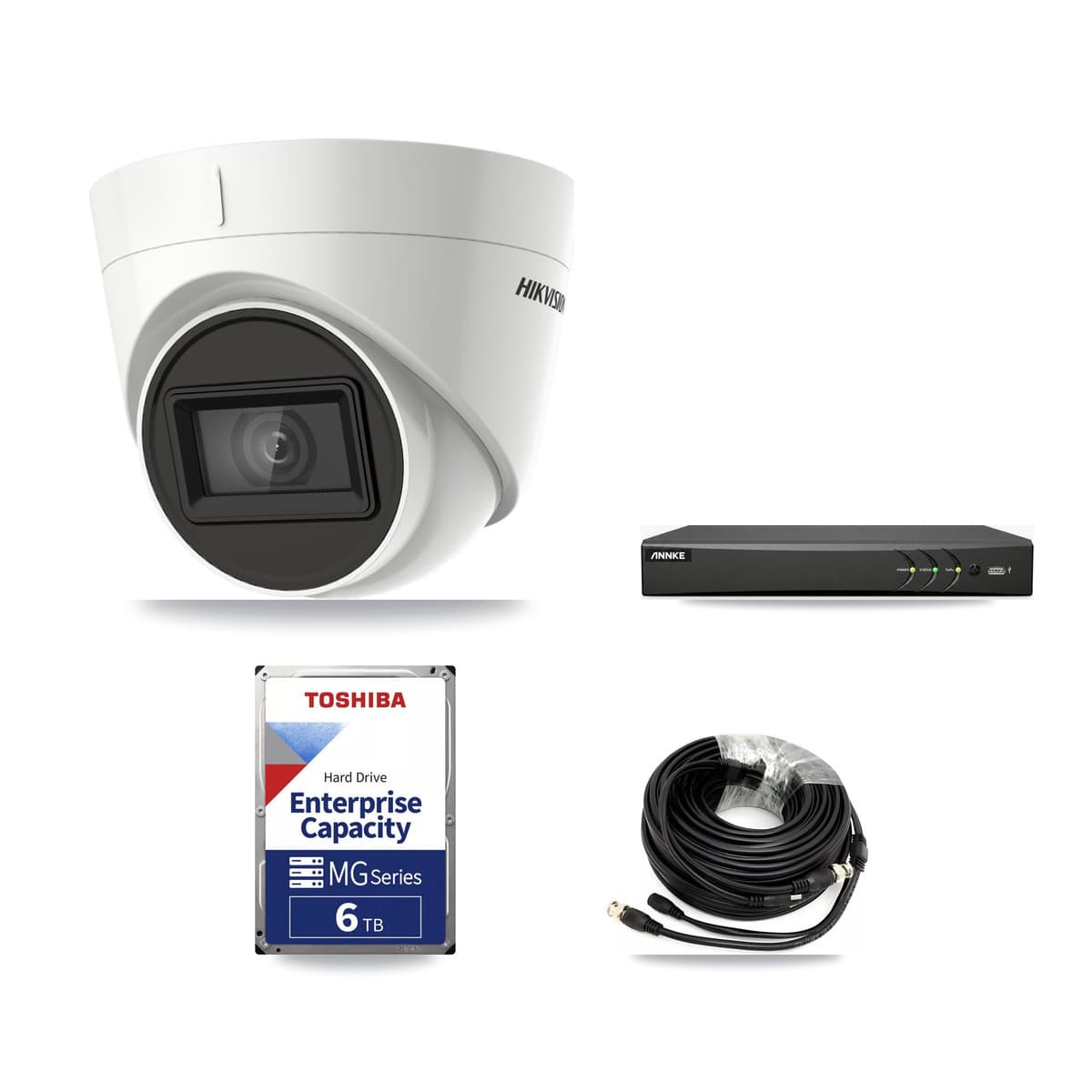 Hikvision & ANNKE 4-Channel 4K CCTV Kit — 2 DS-2CE78U1T Turret Cameras + 6TB Recording