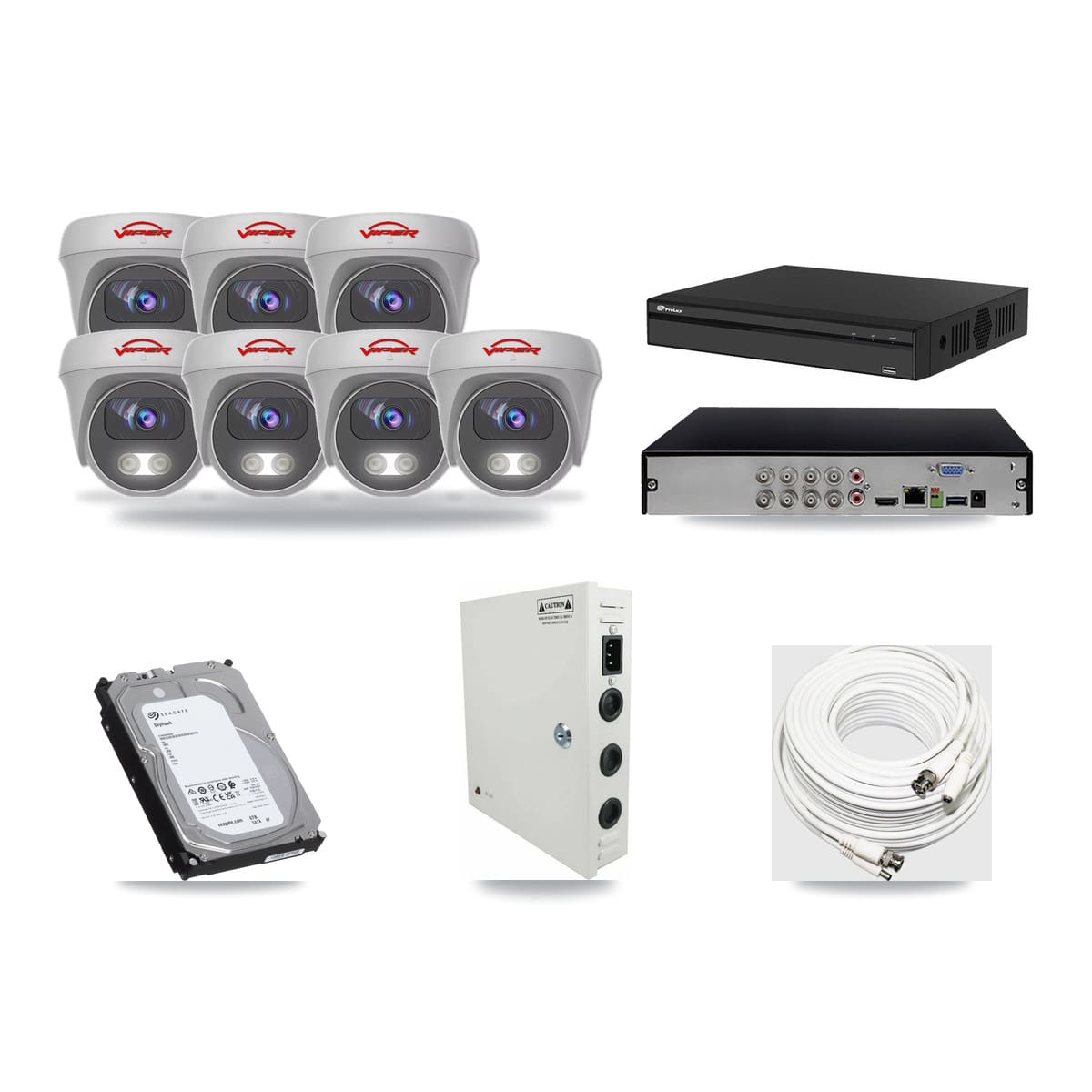 Prolux 8-channel CCTV kit: 7 cameras (7× 5MP Camera), 6TB hard drive
