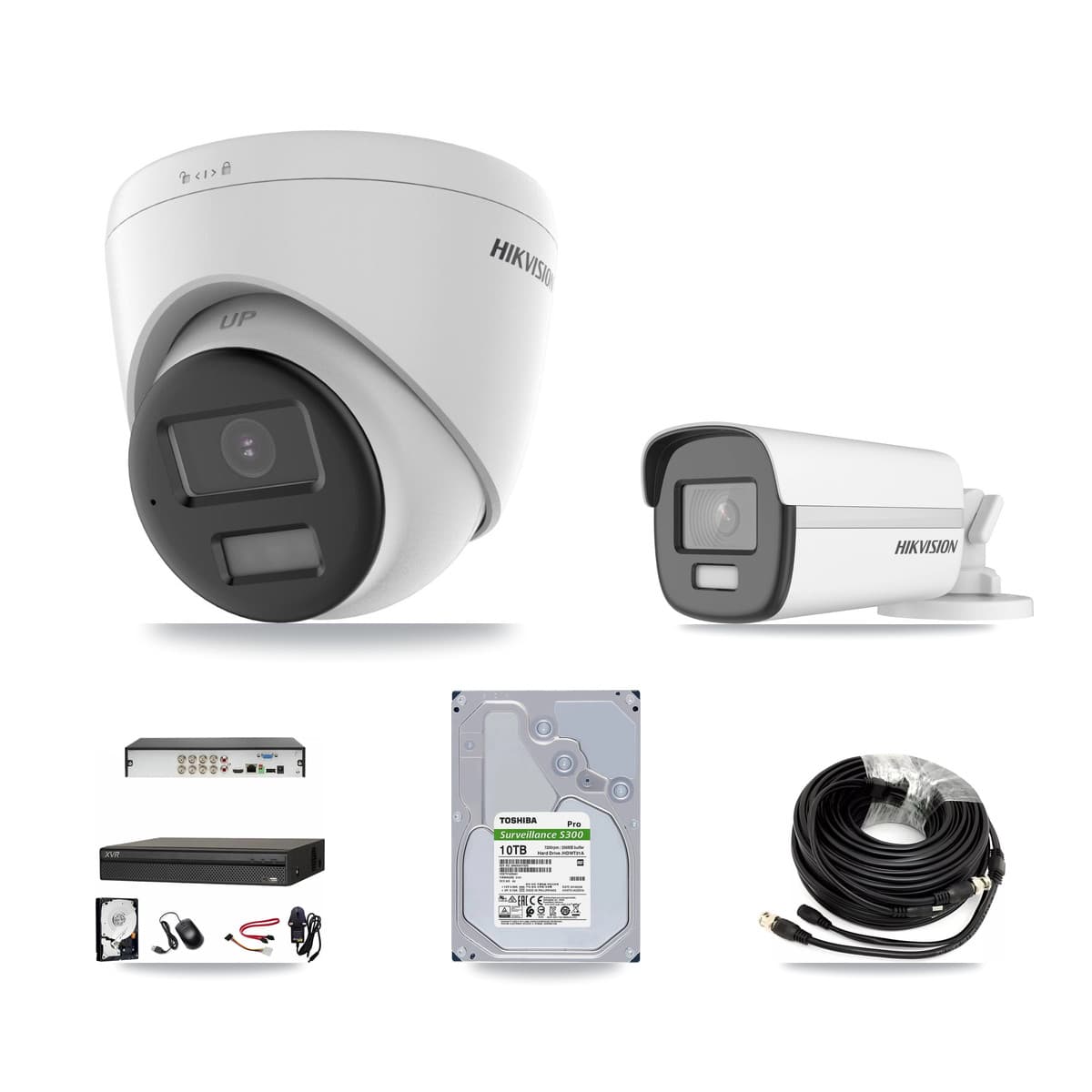 Hikvision & Dahua 8-Channel 4K CCTV Kit — 1 DS-2CE12UF3T Bullet + 4 DS-2CE78U0T Turret Cameras + 10TB Recording (XVR-3108AD Recorder) - Image 1