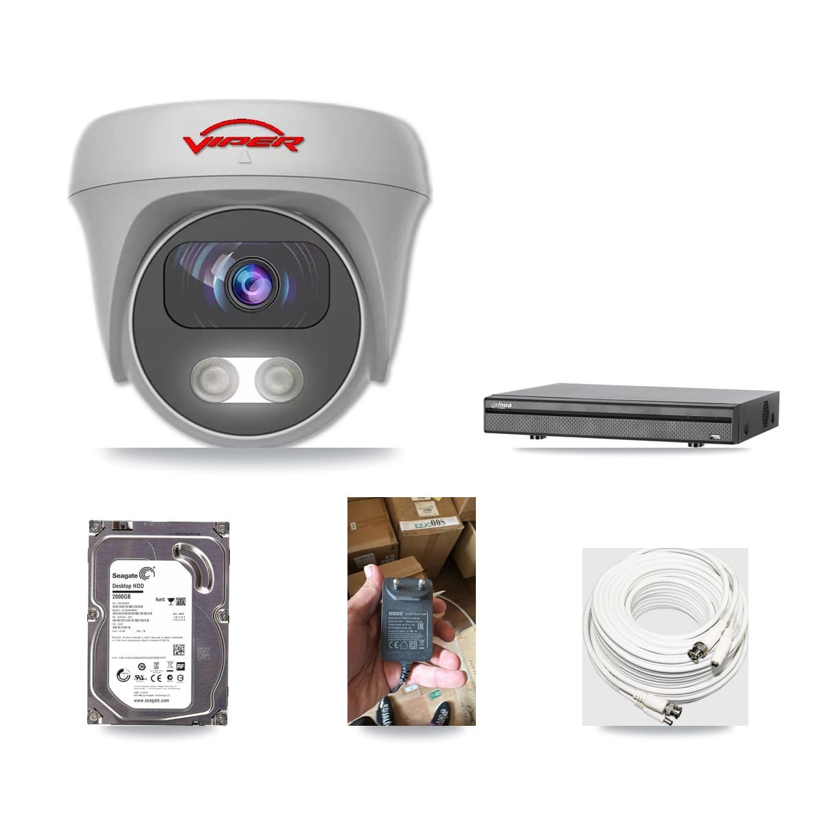 Dahua 8-channel CCTV kit: 1 camera (1× 5MP Camera), 2TB hard drive