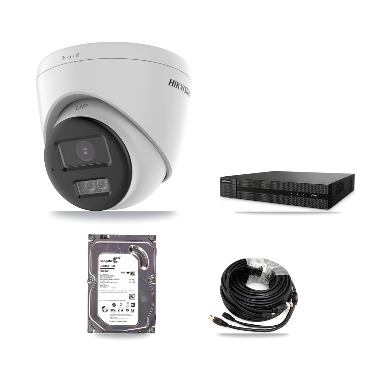 Hikvision 8-Channel 5MP CCTV Kit — 1 DS-2CE78K0T-LTS Turret Camera + 2TB Recording (DVR-8CH-HYL8MP Recorder) - Image 1
