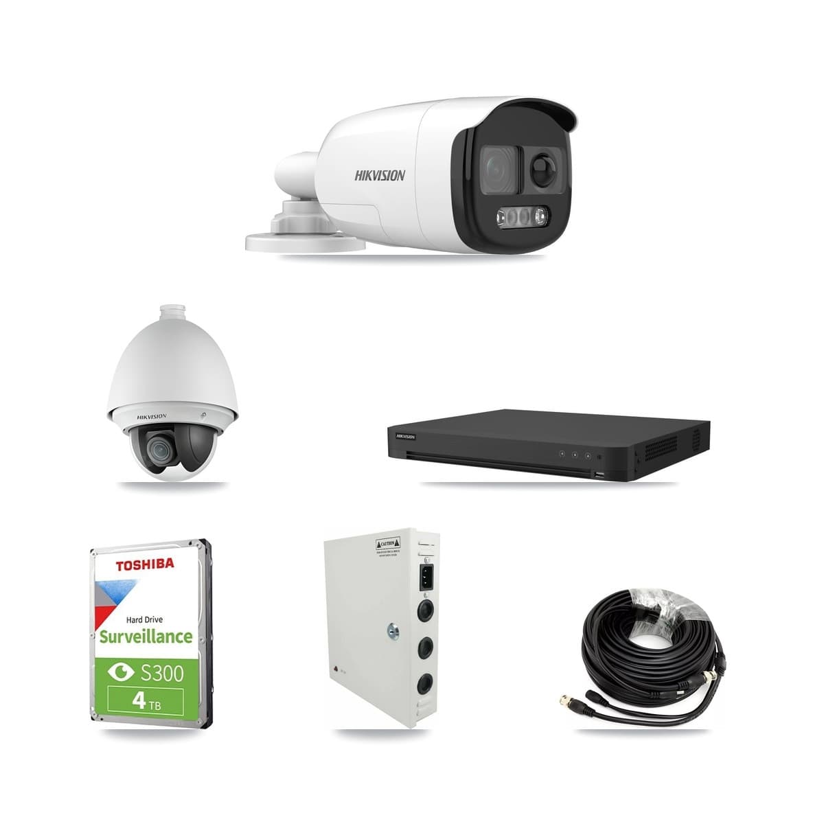 Hikvision 16-Channel 2MP – 5MP CCTV Kit — 1 2MP PTZ + 11 5MP Bullet Cameras + 4TB Recording