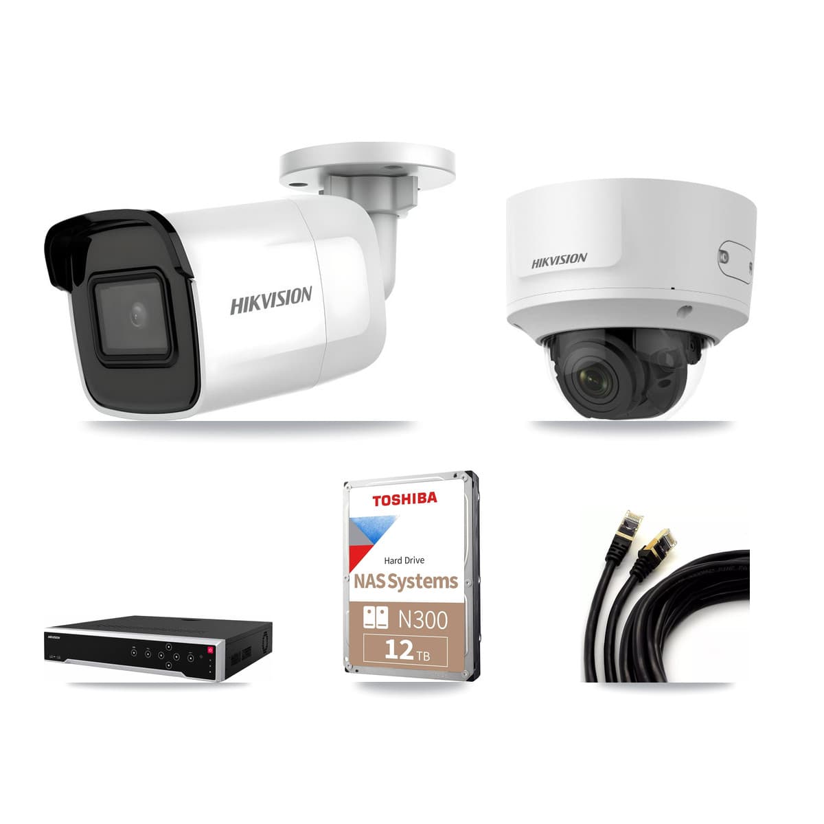 Hikvision 32-Channel 2MP – 4K CCTV Kit — 9 4K Bullet + 1 2MP Dome Cameras + 2× 12TB Recording - Image 1