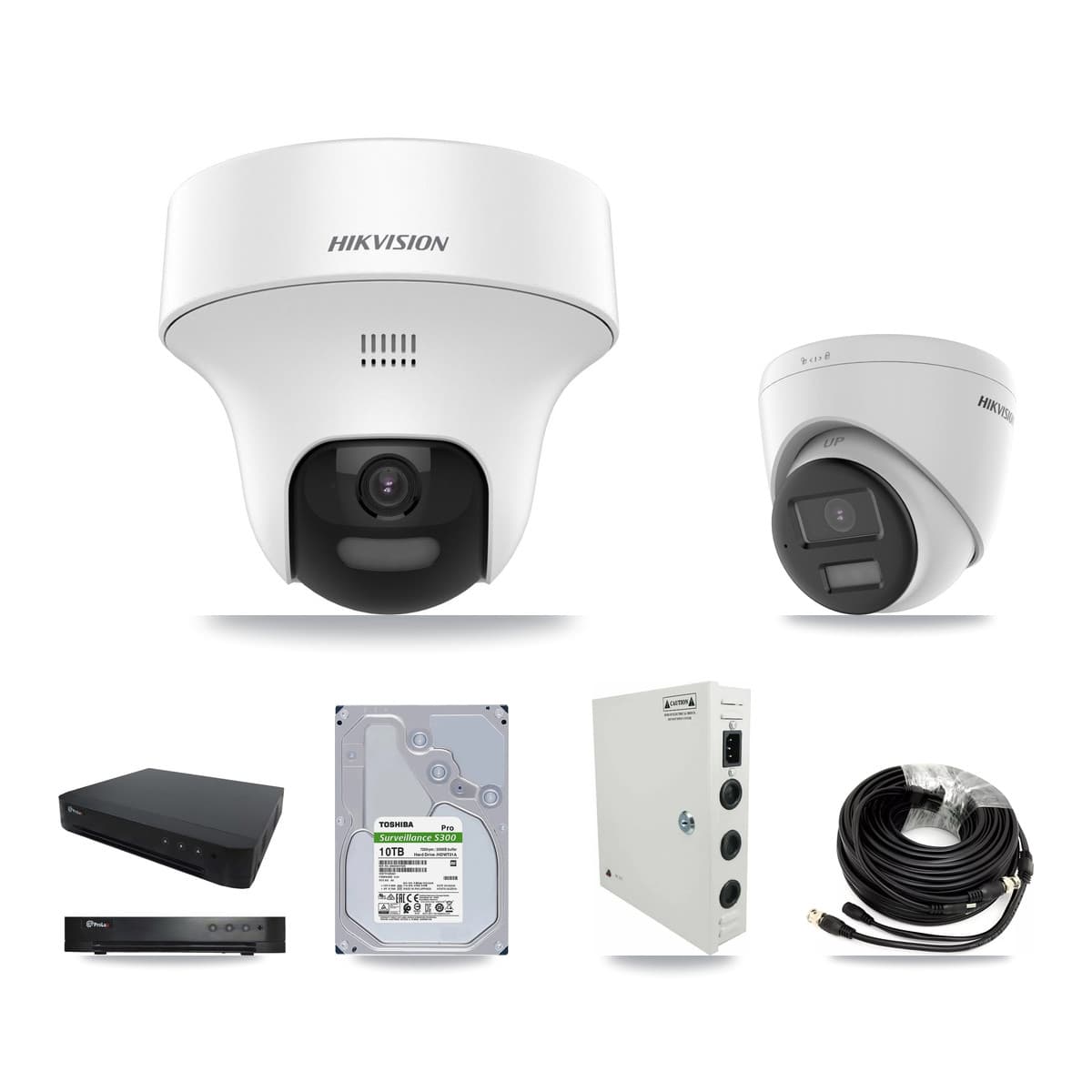 Hikvision & Prolux 16-Channel 5MP CCTV Kit — 5 DS-2CE70K0T + 5 DS-2CE78K0T Turret Cameras + 10TB Recording