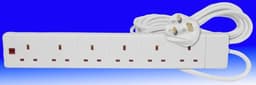 6 Way Power Extension Lead 3m UK Mains Socket Strip 13A