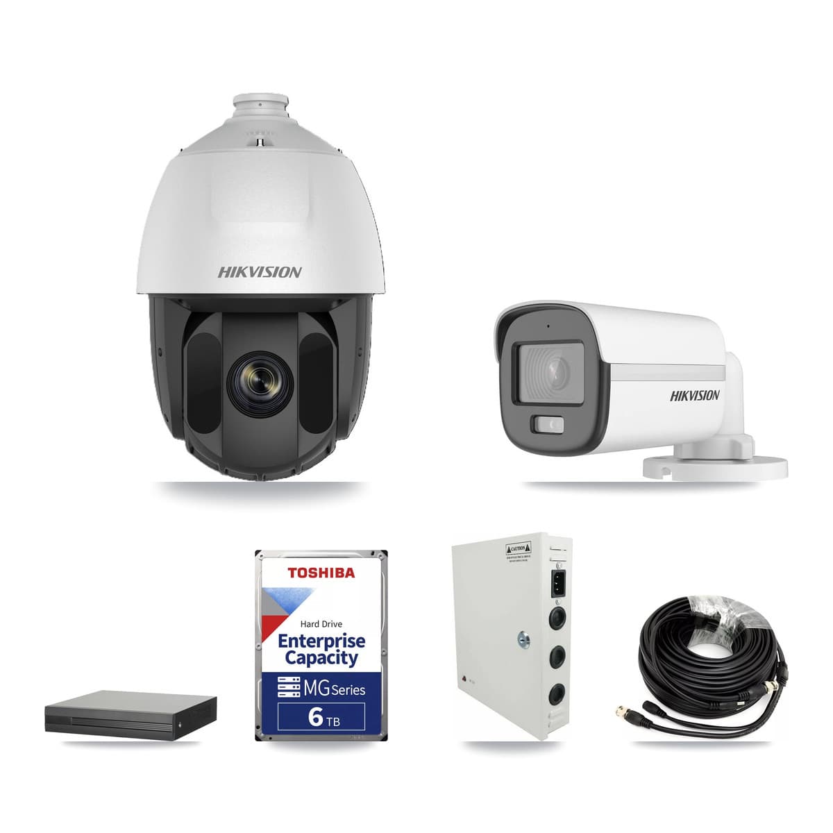 Hikvision 8-Channel 2MP – 5MP CCTV Kit — 3 2MP PTZ + 3 5MP Bullet Cameras + 6TB Recording (XVR-3108HS Recorder) - Image 1