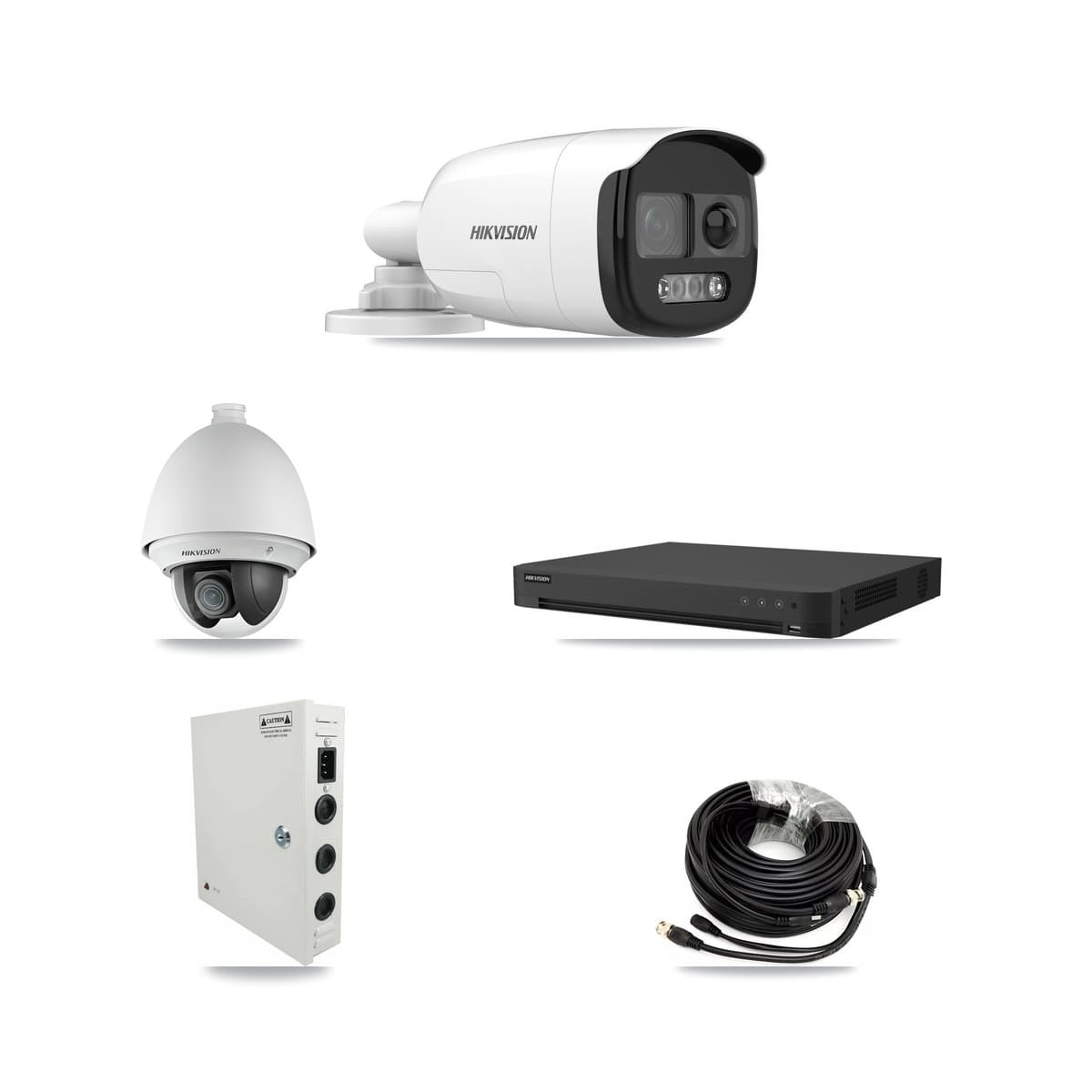 Hikvision 32-Channel 2MP – 5MP CCTV Kit — 1 DS-2AE4225T 2MP PTZ + 13 DS-2CE12KF3T 5MP Bullet Cameras + 2× 8TB Recording