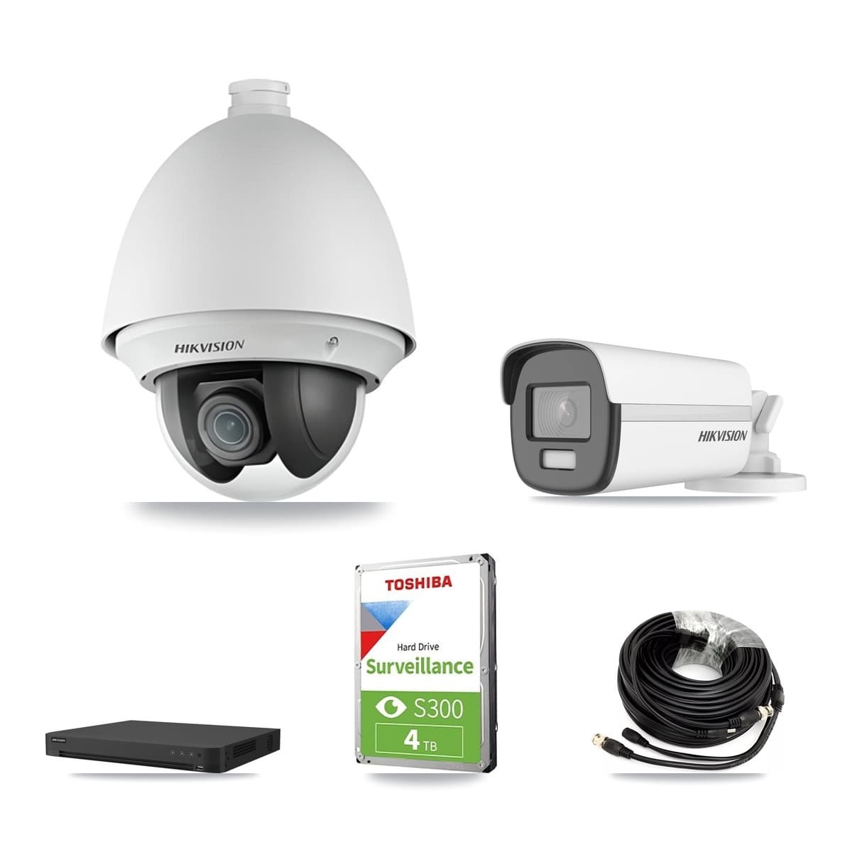 Hikvision 16-Channel 2MP – 4K CCTV Kit — 1 DS-2AE4225T 2MP PTZ + 1 DS-2CE12UF3T 4K Bullet Cameras + 4TB Recording - Image 1