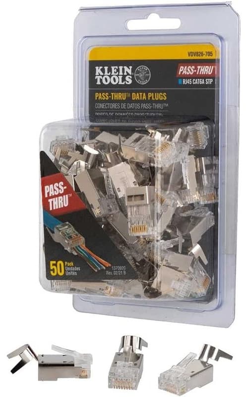 Klein Tools VDV826-705 Modular Data Plugs - 50-Pack for CAT6A & Large CAT6 Cables