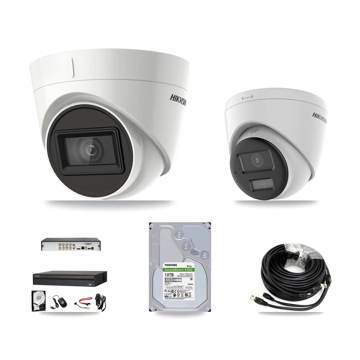 Hikvision & Dahua 8-Channel 4K CCTV Kit — 2 DS-2CE78U0T + 4 DS-2CE78U1T Turret Cameras + 10TB Recording - Image 1