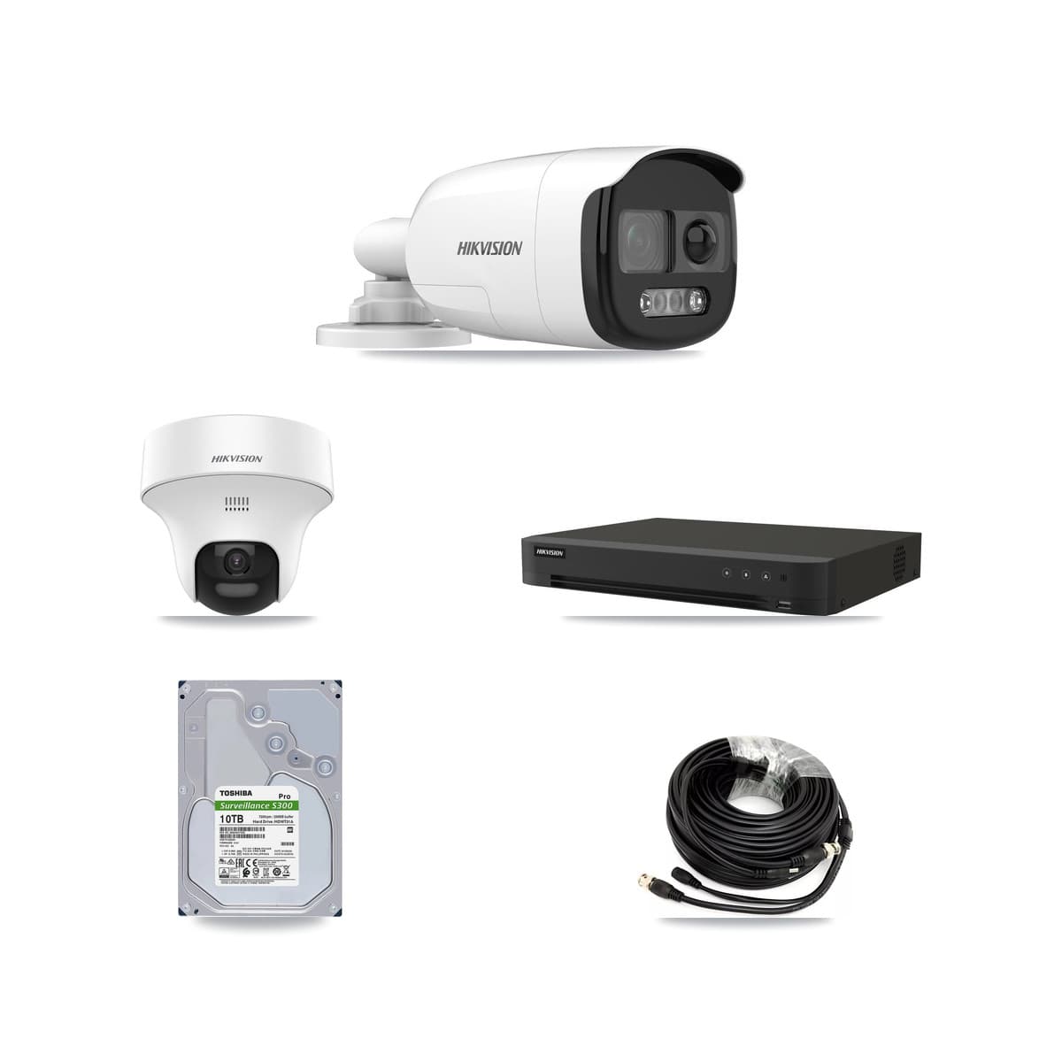 Hikvision 16-Channel 5MP CCTV Kit — 5 DS-2CE12KF3T Bullet + 2 DS-2CE70K0T Turret Cameras + 10TB Recording (IDS-7216HQHI Recorder) - Image 1