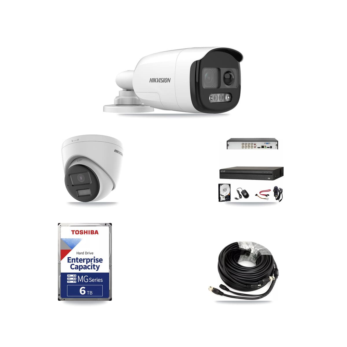 Hikvision & Dahua 8-Channel 5MP – 4K CCTV Kit — 3 DS-2CE12KF3T 5MP Bullet + 1 DS-2CE78U0T 4K Turret Cameras + 6TB Recording - Image 1